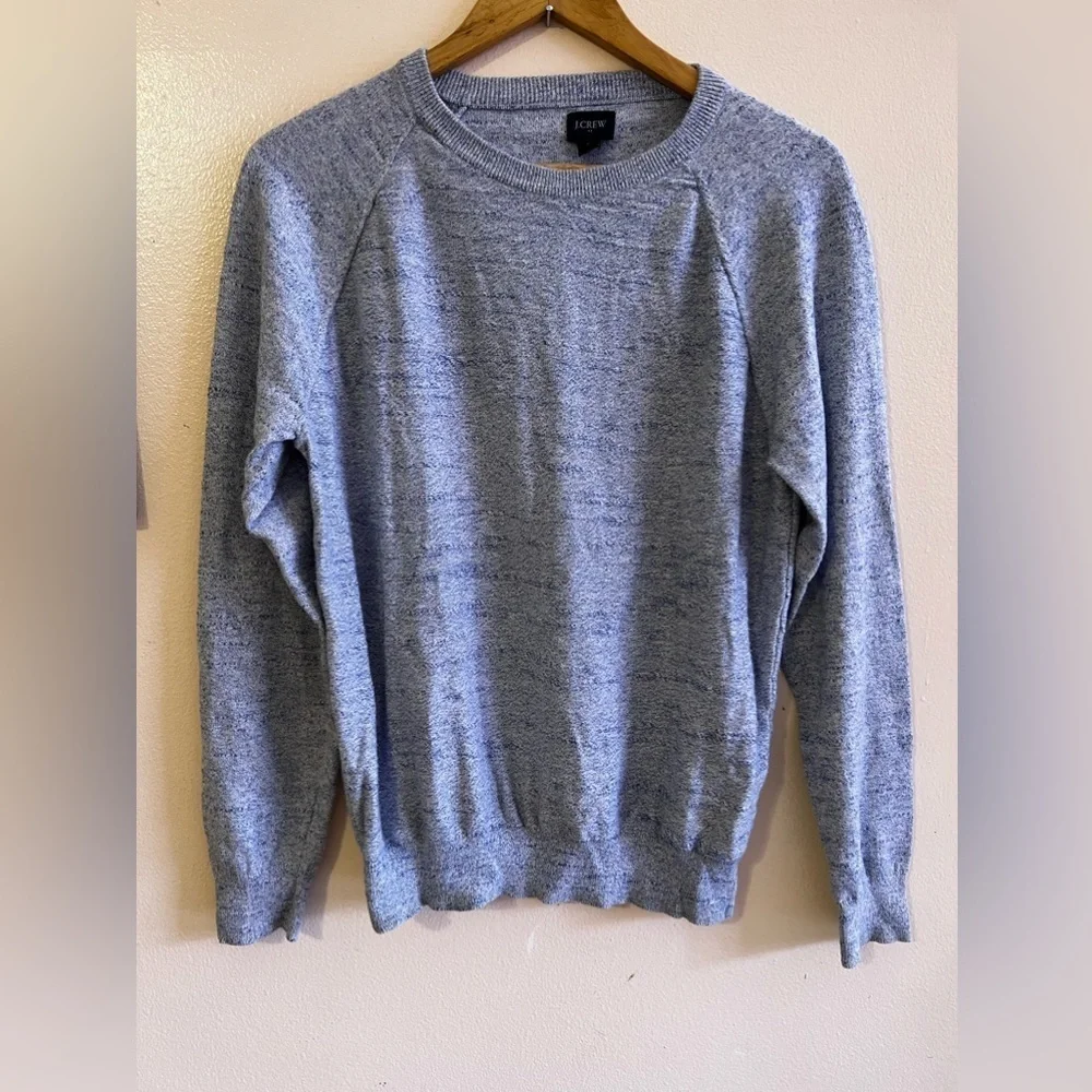 J. Crew Beige Lightweight Crewneck Cotton Sweater in Garter Stitch S Round neck